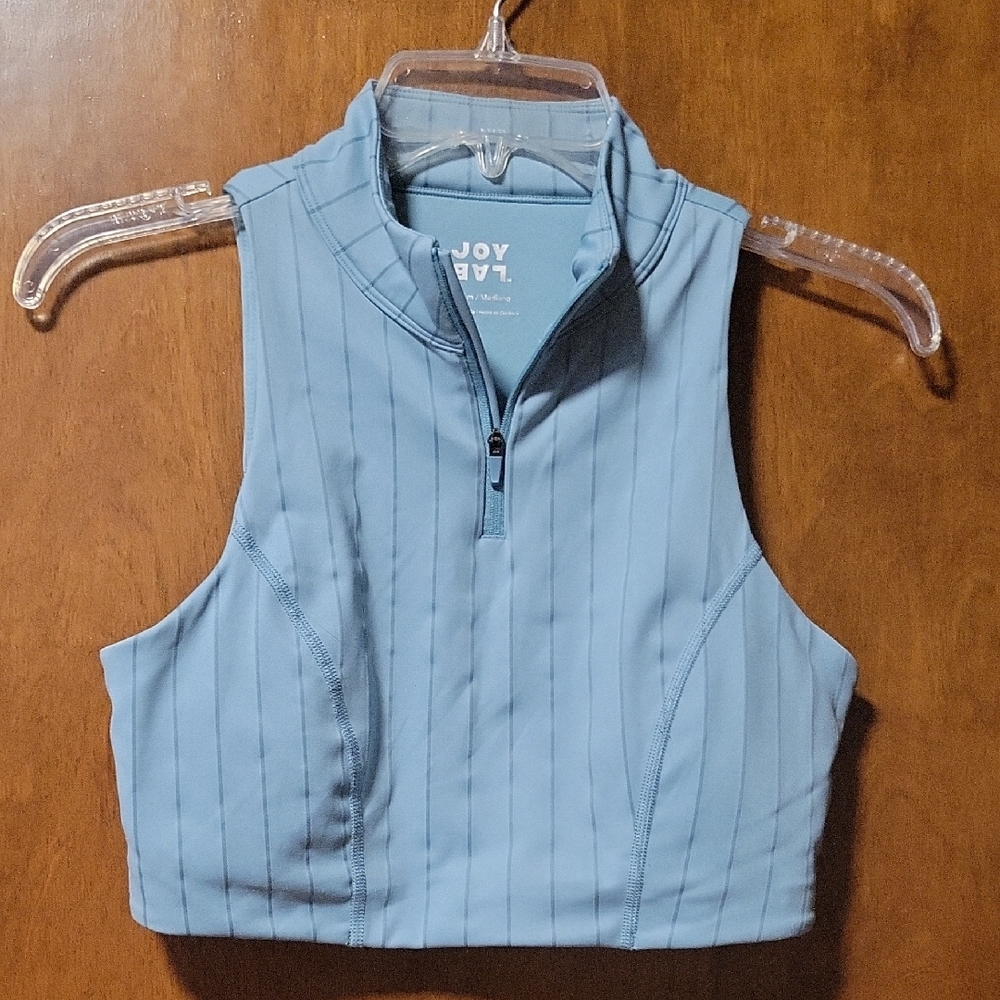 Joy Lab Turquoise Hugh Neck Zip Sports Bra Top M